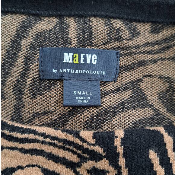 Anthropologie Maeve Animal Print Tiger Stripe Sweater Size Small Camel Tan Black - Picture 5 of 8